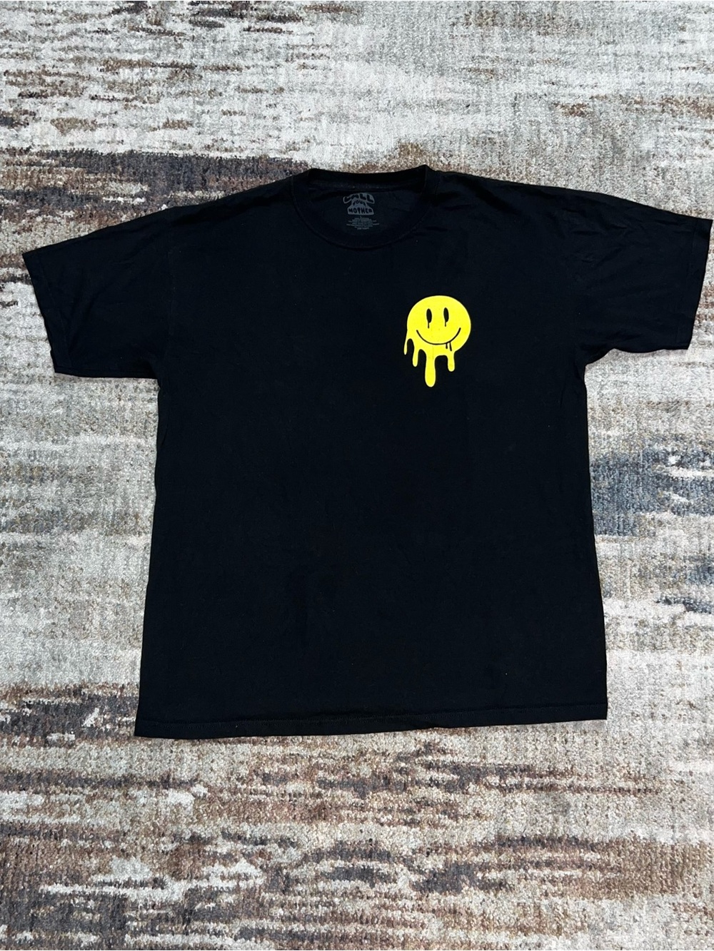 Call Your Mother Dripping Smiley T-Shirt Black Graphic Tee Men’s XL Streetwear